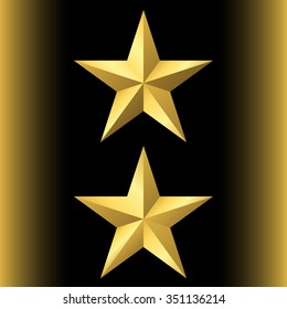 Gold star icon set. Pentagonal sign with gradient. Elegant symbol of achievements, victories. Design element for your logo, Product quality rating etc isolated on black background. Vector illustration