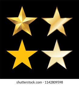 Gold star icon set vector