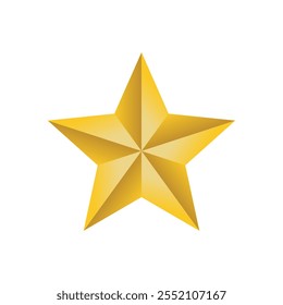 Gold star icon. Gold shiny star for decoratioin. 
Flat vector illustration isolated on white background.