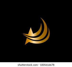Gold star icon. star with a trendy tail
