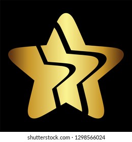 gold star icon vector with black line isolated on black background. vector illustration design eps10  for app, web site, logo, decorative, wallpaper.