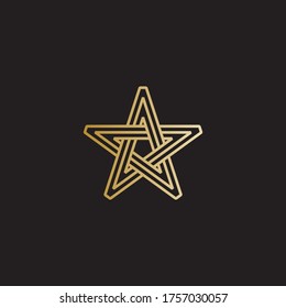 Gold star icon. Vector design element impossible Golden Christmas star.