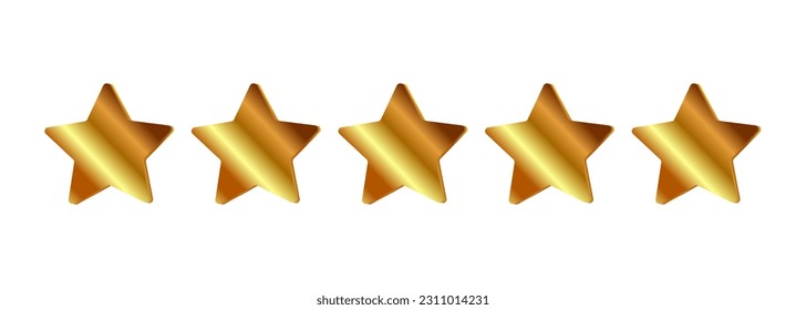 Pies vectoriales de icono de estrella dorada10. Signo de gradiente de metal estrella de oro. Cinco estrellas