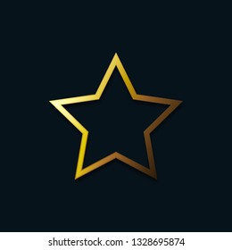 Gold star icon. Vector illustration premium star sign on dark background.