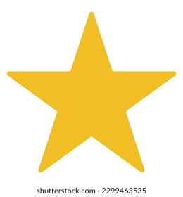 Gold star icon, yellow color curved corner flat style rank, rating concept vector. Trendy design graphic for web, mobile, app, UI, logo, game, stamp, label symbol isolated background.