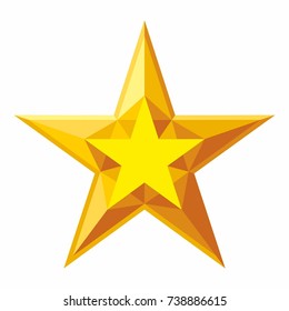 Gold star isolate on white