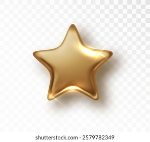 Gold star isolated on background. 3d Gold realistic metallic stars for rating, Christmas, award ceremony, anniversary, premium product.