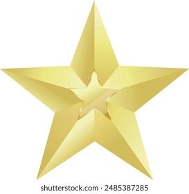 Gold star isolated on white background realistic vector illustration, icon, symbol