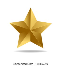 Gold star isolated on white background. Vector illustration.