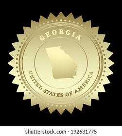Gold star label with map of Georgia, vector