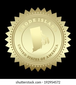 Gold star label with map of Wisconsin , vector