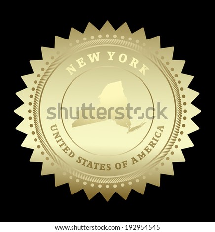 Gold star label with map of Wisconsin , vector