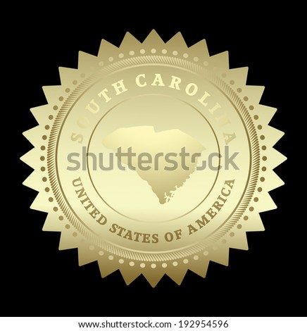 Gold star label with map of Wisconsin , vector