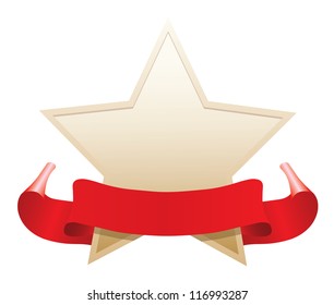 Gold star label. Vector