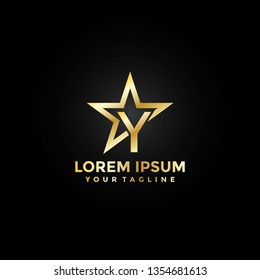 Gold Star Letter Y Logo Elegant Premium. Modern Logo Icon Badge Template Vector