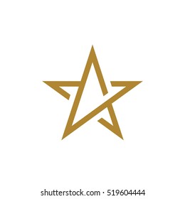 Gold Star Line Logo Template Illustration Design. Vector EPS 10.