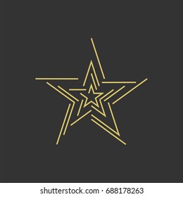 Gold Star Line Logo Template Illustration Design. Vector EPS 10.