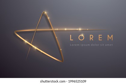 Gold star line template with glow effect