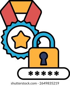 A gold star and a lock symbol are shown next to each other. The gold star represents achievement or success, while the lock symbolizes security or protection