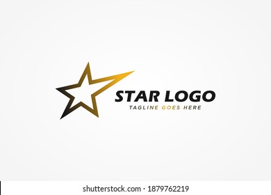 Gold Star Logo. Black and Gold Gradient Shape Star Icon Line Style isolated on White Background. Usable for Business and Branding Logos. Flat Vector Logo Design Template Element.