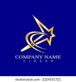 Plantilla de diseño del logotipo Gold Star, diseño del logotipo Elegant Star
