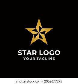 Gold star logo design vector
