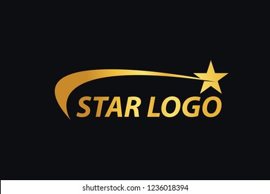 Gold Star logo designs template with Black Background