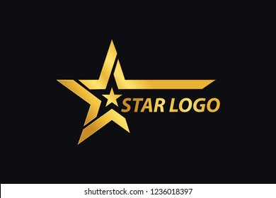 Gold Star logo designs template with Black Background