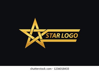 Plantilla de diseño del logotipo Gold Star con fondo negro