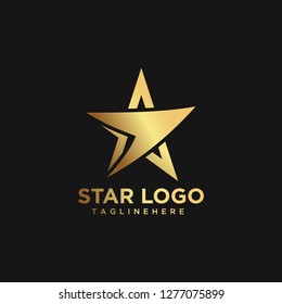 Gold Star Logo in elegant Style with Black Background - Vector - vector file is really easy to edit ( color and text )