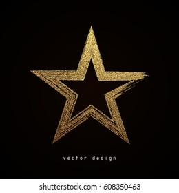 Gold Star logo. Golden shiny sign. Luxury badge