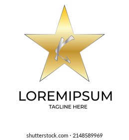 Gold Star Logo With Letter K design
