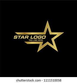 gold star logo luxury concept isolated on black background