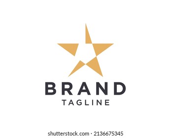 Gold Star Logo. Luxury Star Icon with Geometric Shapes Style isolated on White Background. Usable for Business and Branding Logos. Flat Vector Logo Design Template Element.