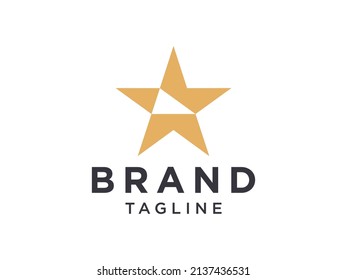 Gold Star Logo. Luxury Star Icon with Geometric Shapes Style isolated on White Background. Usable for Business and Branding Logos. Flat Vector Logo Design Template Element.