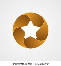 Gold star logo template. 3D rotating logo. Vector illustration.