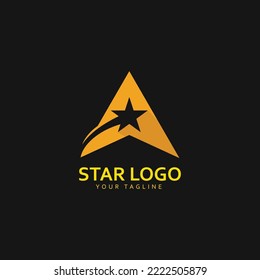 Gold-Star-Logo-Vektorgrafik mit schwarzem Hintergrund