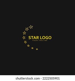 Gold Star Logo Vector with Black Background