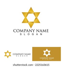 Gold Star Logo Vector with Black Background