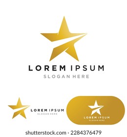 Gold Star Logo Vector with Black Background