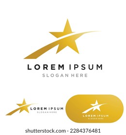 Gold Star Logo Vector with Black Background