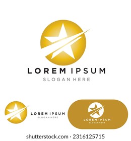 Gold Star Logo Vector with Black Background