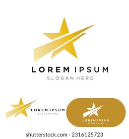 Gold Star Logo Vector with Black Background