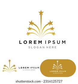 Gold Star Logo Vector with Black Background