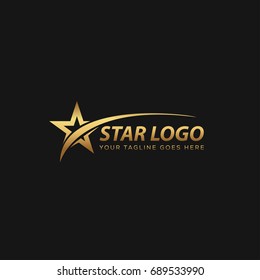 Gold Star Logo Vector with Black Background