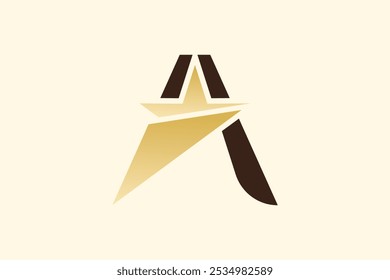Plantilla de diseño de Vector de logotipo de oro A Star