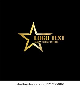Gold Star Logo Vector in elegant Style with Black Background