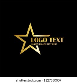 Gold Star Logo Vector in elegant Style with Black Background
