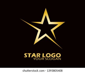 Gold Star Logo Vector in Elegant Style with Black Background - Vector