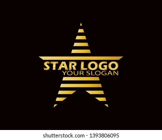 Gold Star Logo Vector in Elegant Style with Black Background - Vector